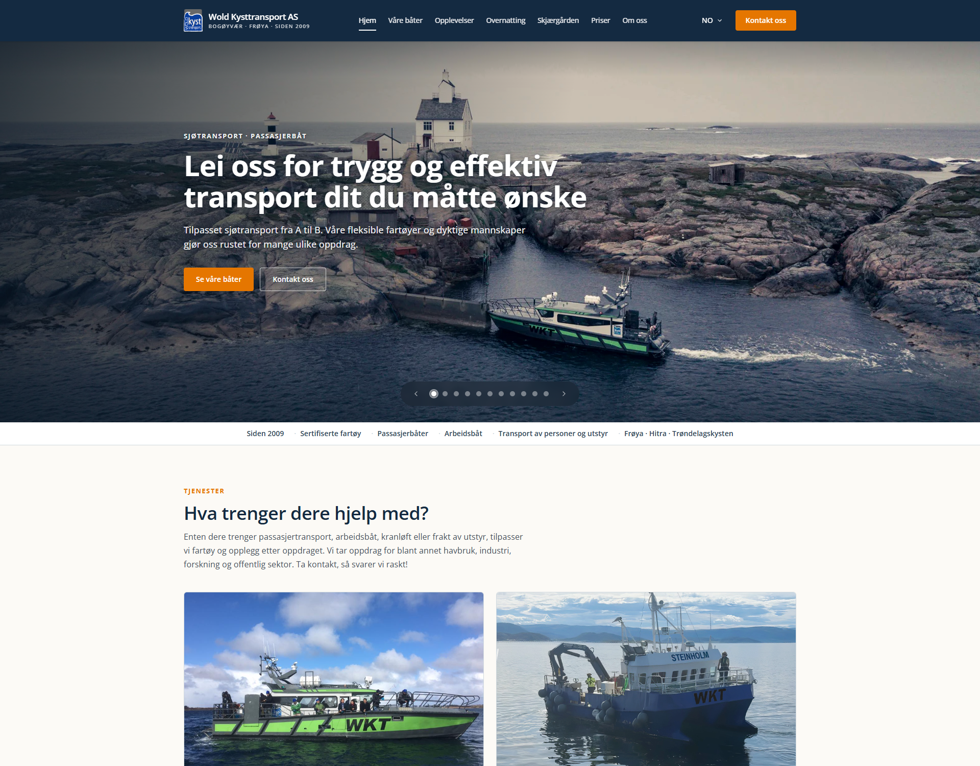 Restored website for Wold Kysttransport